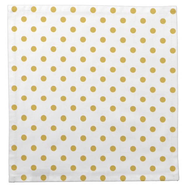 Elegant Gold Polka Dots Pattern on White Napkin (Front)