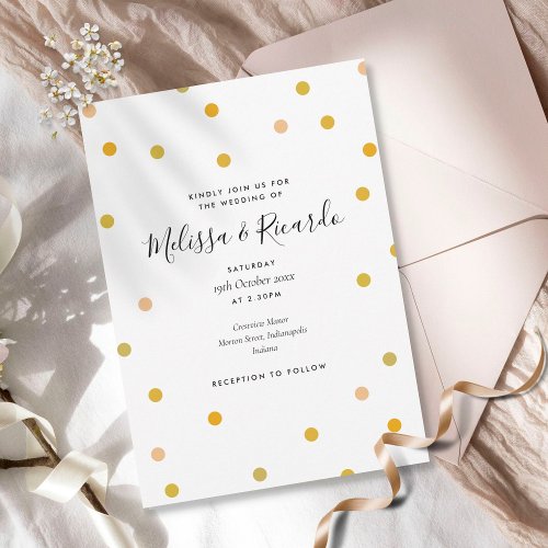 Elegant Gold Polka Dots Wedding Invitation