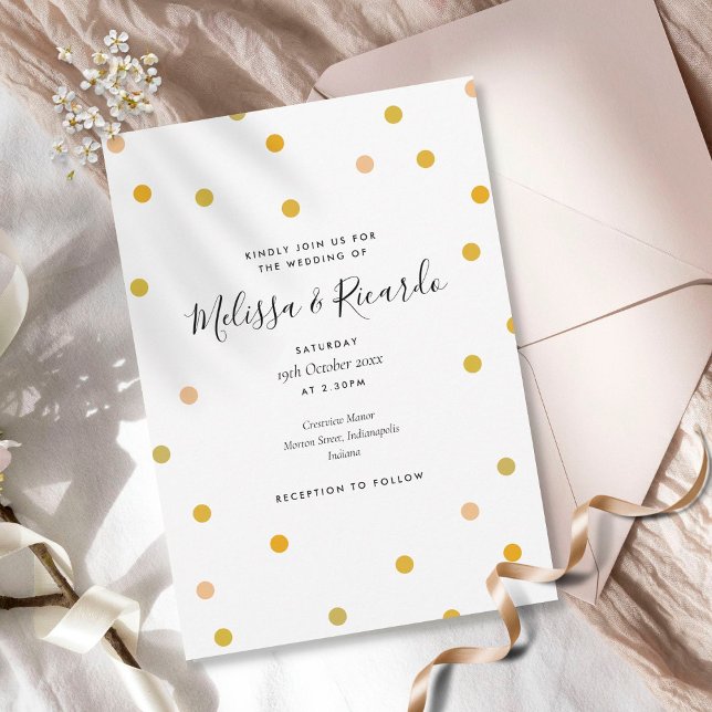 Elegant Gold Polka Dots Wedding Invitation (Creator Uploaded)