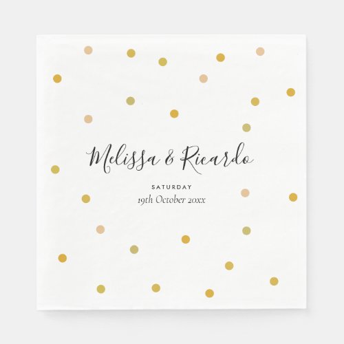 Elegant Gold Polka Dots Wedding Napkins