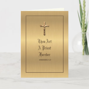 Elegant Gold Priest Anniversary Ordination  Card