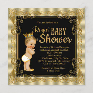 Elegant Gold Prince Baby Shower Invitation