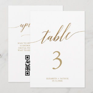 Elegant Gold Printable Table Number Photo QR Code