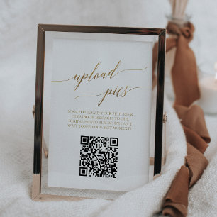 Elegant Gold Printable Table Number Photo QR Code