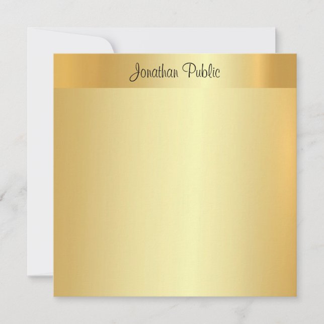 Elegant Gold Professional Calligraphed Script Name Note Card (Front)