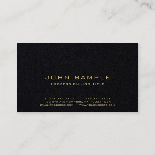 Elegant Gold Professional Premium Black Luxury Business Card (Front)