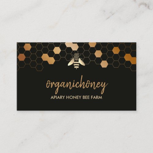 Elegant gold Pure Raw Honey Bee Apiary Honeycomb Business Card