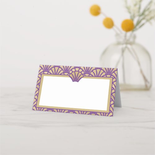 Elegant Gold Purple Art Deco Wedding Event Place Card