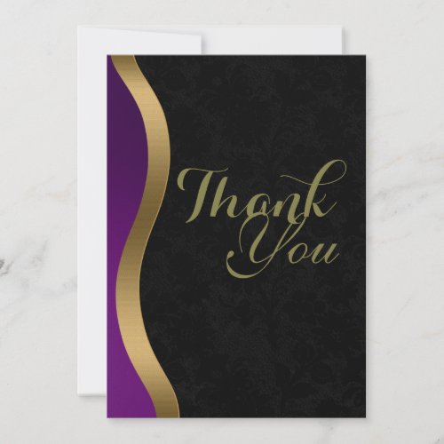 Elegant Gold Purple Black Funeral Thank You Card