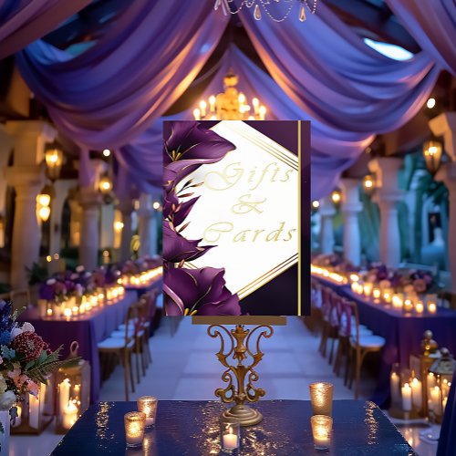 Elegant Gold  Purple Calla Lily Wedding Gifts  Foil Prints