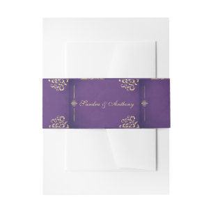 Elegant Gold & Purple Damask wedding Belly Band