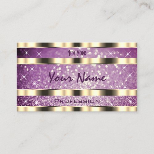 Elegant Gold Purple Glitter Sparkle Stars Quality Business Card