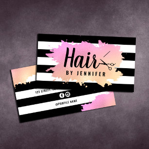 Elegant gold & purple scissors hairstylist business card