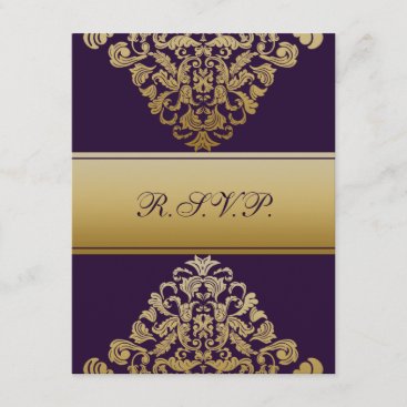 elegant gold purple wedding RSVP