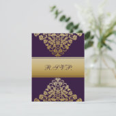 elegant gold purple wedding RSVP (Standing Front)