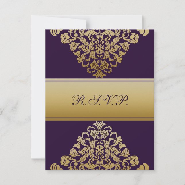 elegant gold purple wedding RSVP (Front)