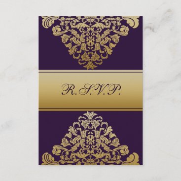 elegant gold purple wedding RSVP Standard 3.5 x 5