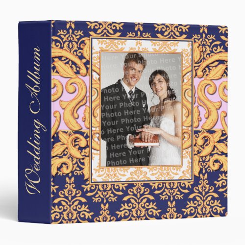 Elegant Gold Purple  White Gilded Damask Album 3 Ring Binder