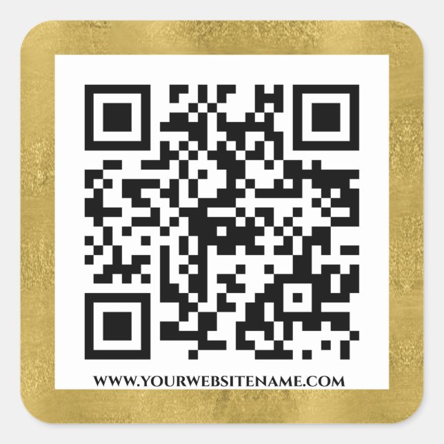 Elegant Gold QR Code URL Template Business  Square Sticker (Front)