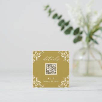 Elegant Gold QR Code Wedding Details Enclosure Card | Zazzle