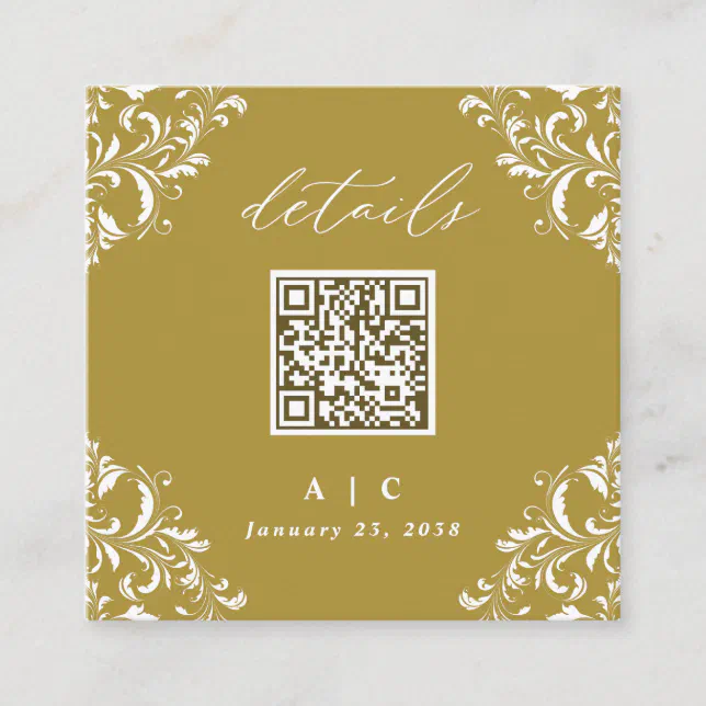 Elegant Gold QR Code Wedding Details Enclosure Card | Zazzle
