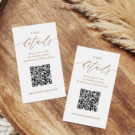 Elegant Gold QR Code Wedding Details Enclosure Card