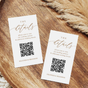 Elegant Gold QR Code Wedding Details Enclosure Card