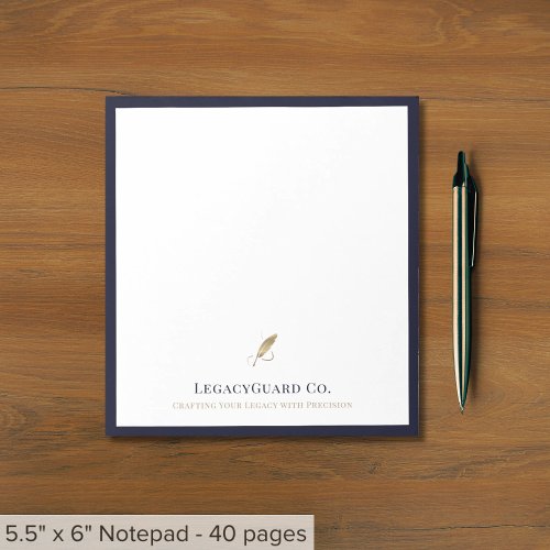 Elegant Gold Quill Notepad