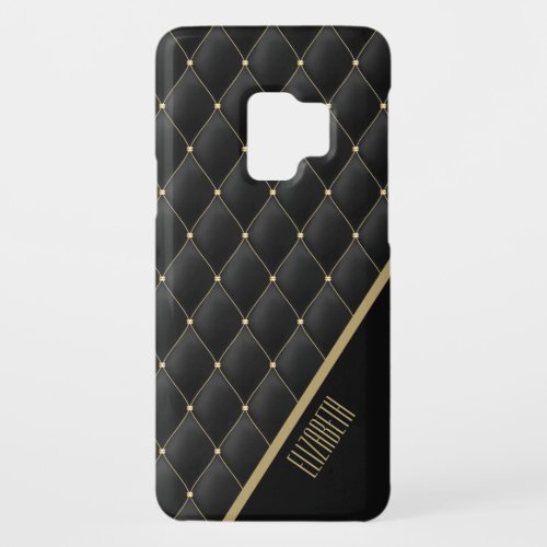 Elegant Gold Quilted Black Pattern Personalized Case_Mate Samsung Galaxy S9 Case