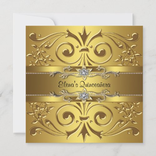Elegant Gold Quinceanera Invitations