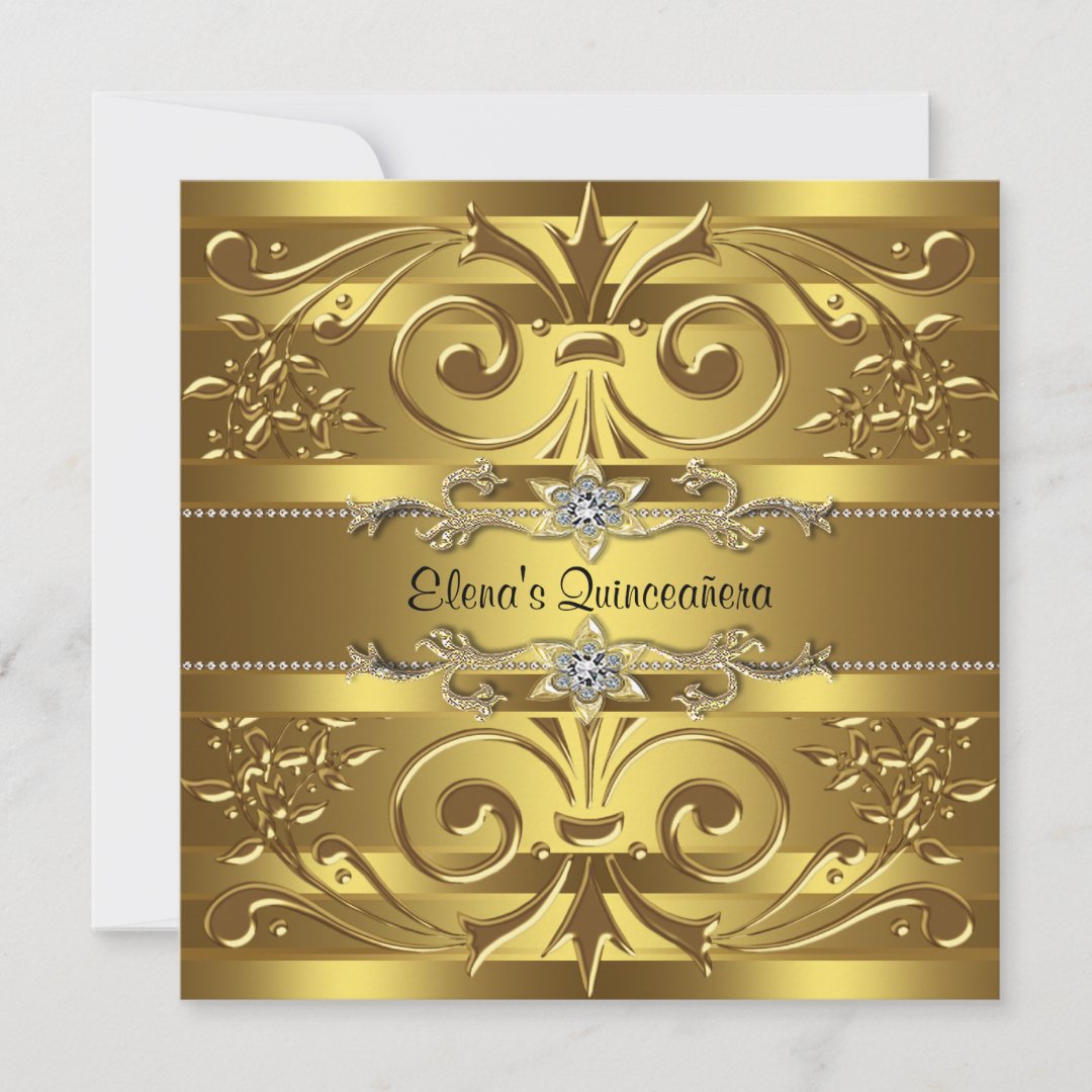 Elegant Gold Quinceanera Invitations | Zazzle