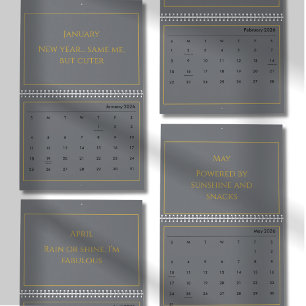 Elegant Gold Quote Calendar 2026