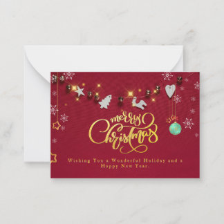 Elegant Gold & Red Christmas Greeting Card | Festi