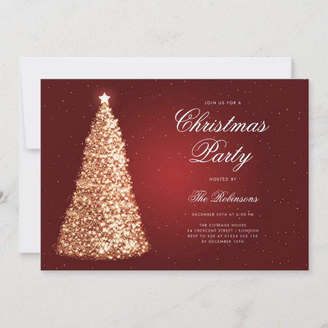 Elegant Gold Red Christmas Tree Program Menu (Front)
