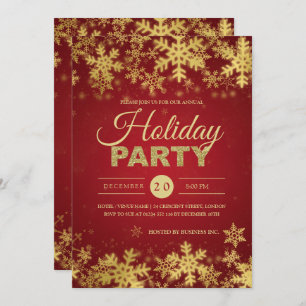 Elegant Gold & Red Corporate Christmas Party Invitation