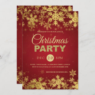 Elegant Gold & Red Corporate Holiday Party Invitation