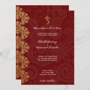 Heavenly Designer Ganesha Personal Wedding Invitation CardKNK3136