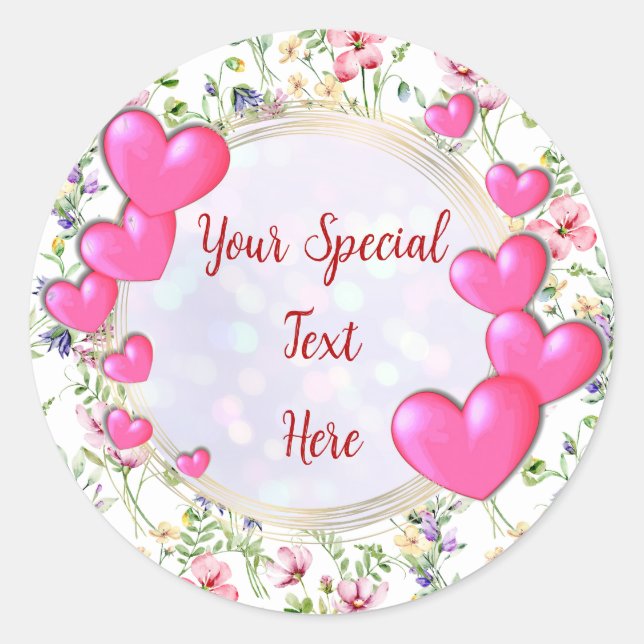 Elegant Gold, Red Heart Frame: for Every Occasion Classic Round Sticker (Front)