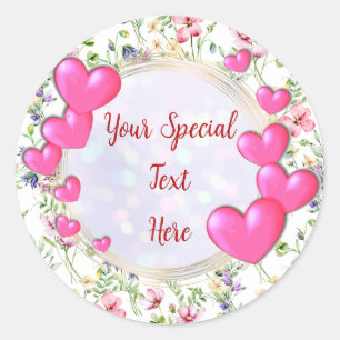 Elegant Gold, Red Heart Frame: for Every Occasion Classic Round Sticker