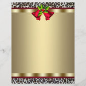 Elegant Gold Red Leopard Christmas Letterhead (Front)