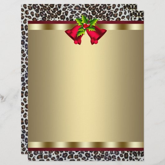 Elegant Gold Red Leopard Christmas Letterhead (Front/Back)