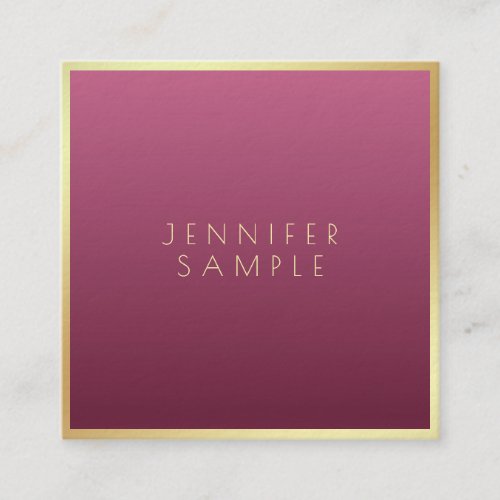 Elegant Gold Red Modern Professional Artistic Luxe Square Business Card