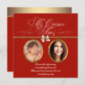 Elegant Gold Red Photo Quinceanera Invitations (Front/Back)