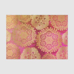 Elegant Gold Red Pink Mandala Pattern Tissue Paper
