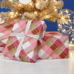 Elegant Gold Red Plaid Country Cottage Wrapping Paper