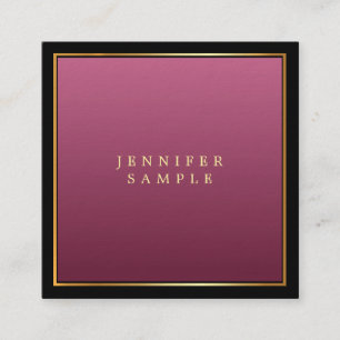 Elegant Gold Red Professional Sophisticated Luxury Square Business Card