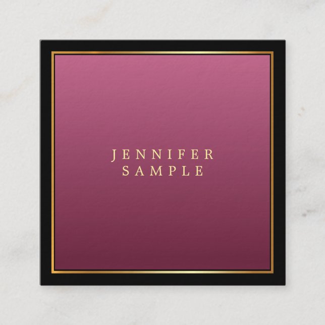 Elegant Gold Red Professional Sophisticated Luxury Square Business Card (Front)