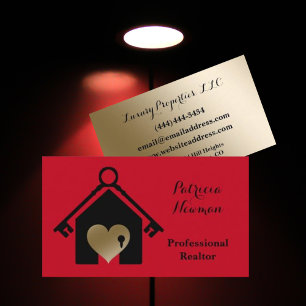 Elegant Gold Red Realtor Business Card