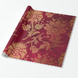 Elegant gold red royal damask floral pattern wrapping paper<br><div class="desc">Pretty faux gold damask pattern.</div>
