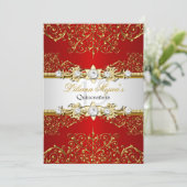 Elegant Gold Red Vintage Glamour Quinceanera Invitation (Standing Front)
